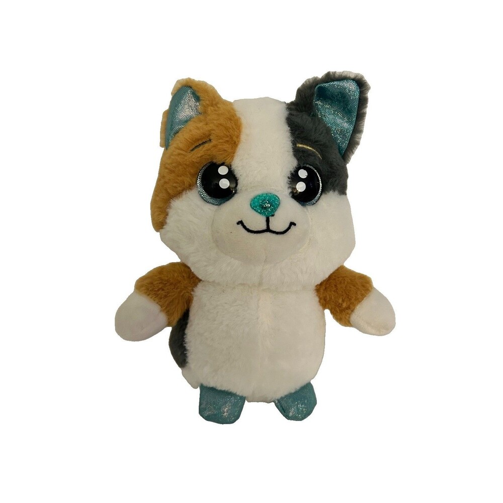 Russ Berrie Lil Peepers Calico Cat KItten Sparkly Blue Ears Nose Feet 9 in Plush